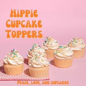 Retro Hippie Cupcake Toppers